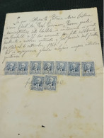 RICEVUTA CON 9 MARCHE DA BOLLO LIRE 3 REGNO 1944 - Revenue Stamps