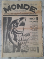 Journal MONDE HENRI BARBUSSE 1929 ANTON TCHEKHOV FERNAND LEGER EMILE ZOLA - Other & Unclassified