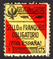 Province Grenada / Civil War 1936 SPAIN Charity LABEL VIGNETTE CINDERELLA TAX Flag Pomegranate Fruit 1 CTS. - Oorlogstaks