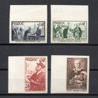 MAROC N° 335 à 338  NON DENTELES  NEUFS SANS CHARNIERE COTE 46.00€  MARECHAL LYAUTEY - Unused Stamps