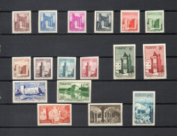 MAROC N° 345 à 361  NON DENTELES  NEUFS SANS CHARNIERE COTE 120.00€  MINARET VILLE MONUMENT  VOIR DESCRIPTION - Unused Stamps
