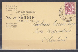 Kaart Van Hamoir Naar Charleroi - 1935-1949 Small Seal Of The State