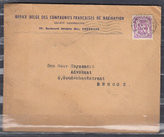 Brief Van Bruxelles 1 Brussel Naar Brugge Office Belge Des Compagnies Francaises De Navigation - 1935-1949 Kleines Staatssiegel