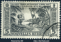 TIMBRE NOUVELLES HEBRIDES 5F NOIR N° 185 OBLITERATION LEGERE - COTE 42 € - Oblitérés