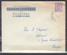 Brief Van Mouscron G1G Naar Brugge - 1935-1949 Kleines Staatssiegel