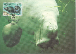 26093 ) Vanuatu WWF 1988 Dugong Maxi Postcard Cover - Vanuatu (1980-...)