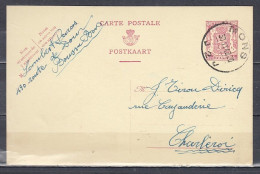 Postkaart Van Mons J2J Naar Charleroi - 1935-1949 Small Seal Of The State