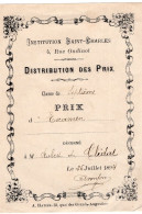 Paris Rue Oudinot - INSTITUTION SAINT CHARLES - Distribution Des Prix - 1894 - Diplômes & Bulletins Scolaires