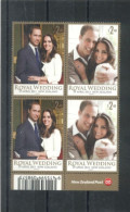 NEW ZEALAND  - 2011, ROYAL WEDDING STAMPS SET OF 2 DOUBLE, UMM (**).. - Gebraucht