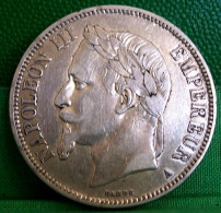 MONNAIE ARGENT 5 FRANCS 1868 A PARIS NAPOLEON III TÊTE LAUREE SECOND EMPIRE ANTIQUE SILVER COIN - 5 Francs