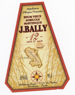 Etiquette RHUM BALLY - Rhum Vieux Agricole 12 Ans D'âge - 45° 70cl - Martinique - Rhum