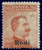 ITALIA ISOLE DELL'EGEO RODI 1918 20 C. (Sass. 12) MNH ** - Egeo (Rodi)