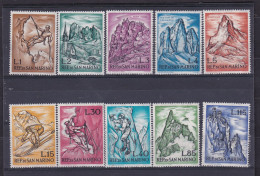 1962 San Marino Saint Marin MONTAGNA, SPORT INVERNALI Serie Di 10 Valori MNH** MOUNTAIN, WINTER SPORTS - Neufs