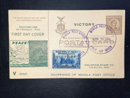 CARTE FDC USA PHILIPPINES MANILA 1945 / VICTORY - Philippinen