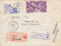 LETTRE. DAHOMEY. 19 JUIL 46. RECOMMANDE COTONOU PAR AVION POUR LYON - Storia Postale