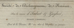 1823 NAVIGATION NEGOCE PORT DE BORDEAUX DECHARGEMENT DE NAVIRES Imbert & Guybert Pour Holagray Bordeaux V.SCANS - 1800 – 1899