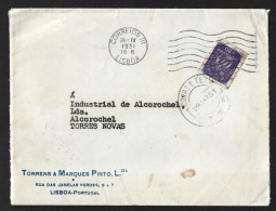 CTT5. Rare Obliteration Of Mixed Letters And Numbers. Letter Circulated From Lisbon To Torres Vedras 1951. - Covers & Documents
