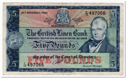 SCOTLAND,THE BRITISH LINEN BANK,5 POUNDS,1962,P.167, NOT LISTED DATE 19.11 1962,aVF - 5 Pond