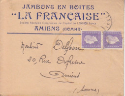 Lettre à Entête "Jambons En Boites" Obl. Amiens En 45 Sur 1f Dulac X 2 N° 689 (Tarif Du 1° Mars 45) Pour Amiens - 1944-45 Marianne (Dulac)