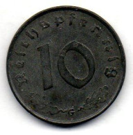 GERMANY - THIRD REICH, 10 Reichs Pfennig, Zinc, Year 1944-G, KM # 101 - 10 Reichspfennig