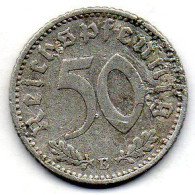 GERMANY - THIRD REICH, 50 Reichs Pfennig, Aluminum, Year 1935-E, KM # 87 - 50 Reichspfennig