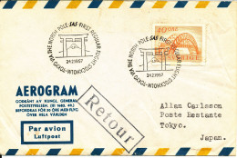 Sweden Aerogramme First SAS DC-7C Flight Stockholm - Tokyo Via The North Pole 24-2-1957 - Storia Postale