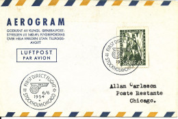 Sweden Aerogramme First SAS DC-6B Flight Stockholm - Chicago 6-6-1954 - Covers & Documents