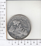 CR1834 MONEDA ECUADOR 5000 SUCRES 1991 PLATA - Equateur