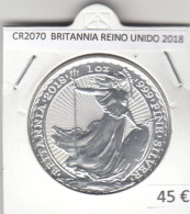 CR2070 ONZA BRITANNIA REINO UNIDO 2018 PLATA - Collezioni