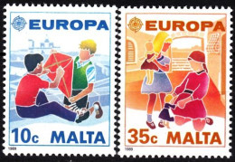 MALTA 1989 EUROPA: Children's Games. Kite, Dolls. Complete Set, MNH - 1989