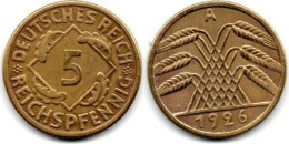 MA 28927 / Allemagne - Deutschland - Germany 5 Pfennig 1926 A TTB - 5 Rentenpfennig & 5 Reichspfennig