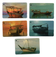 Bahrain Phonecards - Types Of Boats In Bahrain - 5 Cards Complete  Set - ND 1999 - Batelco #2 Used Cards - Baharain