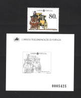 Black Proof Of $80 Stamp From Europa, Portugal 1987 Issue With 19th Century Postal Diligence. XIX. Horses. Paarden. - 1987