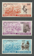 Rwanda, 1967 (#232-34a), World Exhibition EXPO '67, Montreal, Canada, Dance, Expositions, Architecture - 3v - 1967 – Montreal (Kanada)