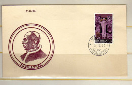 Liechtenstein - (1959) - FDC 30 R. Ala Memoire Du Pape Pie XII - - Lettres & Documents