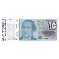Billet, Argentine, 10 Australes, Undated (1986-89), KM:325b, NEUF - Argentine