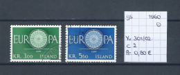 (TJ) IJsland 1960 - YT 301/02 (gest./obl./used) - Usados