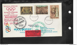 176) Grecia Busta Volo Speciale Olympic Airways 1971 Olympia Atene Francoforte Amburgo Olimpiade Monaco 1972 - Cartas & Documentos