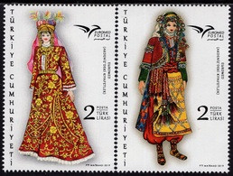 TURKEY 2019 JOINT ISSUE EUROMED POSTAL EURO MED TRADITIONAL CLOTHES COSTUMES WOMAN MAN - Joint Issues