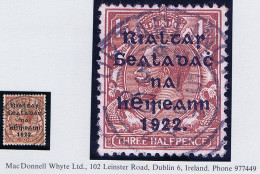 Ireland 1922 (Nov-Dec) Thom Rialtas 5-line Wide Overprint, 1½d Brown, Neat Socked-on-nose PORTARLINGTON 23 JA 23 Cds - Usati