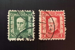 Tchécoslovaquie 1925 1926 President Masaryk  White Value Numbers - Used Stamps