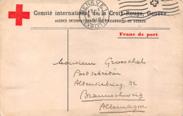 Carte Agence Prisonnier Guerre-Cachet CROIX-ROUGE Genève-Suisse-Censure-Stamp-Stempel-1916-Krieg-Rotes Kreuz-Militaire - War 1914-18