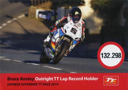 ENTIER POSTAL De 2014 Sur CP Illust."Buce Anstey Lors De La Course Superbike TT Bat Le Record De Vitesse 132,298 Mph" - Motos