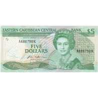 Billet, Etats Des Caraibes Orientales, 5 Dollars, Undated (1986-88), KM:18k - East Carribeans