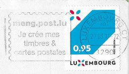 LUXEMBOURG LETTRE FLAMME JE CREE MES TIMBRES 2017 - TIMBRE LA NOUVELLE SIGNATURE DU LUXEMBOURG TARIF EUROPE - Storia Postale