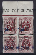 Heraldieke Leeuw Nr. 315 Blok Van 4 TYPO PREO Nr. 318 " VERSCHOVEN OPDRUK "  BRUXELLES 1937 BRUSSEL  ** MNH  ! LOT 219 - Typos 1929-37 (Heraldischer Löwe)