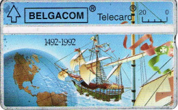 Belgique Belgium Belgacom Carte Telephone Phonecard Navire Bateau Galion 1492 Christophe Colomb Amerique Decouvert Ut BE - Ohne Chip