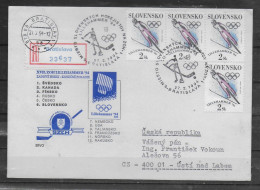SLOVAQUIE Lettre  Recommandée 1994 Jo Saut A Ski Hockey Sur Gazon - Hockey (sur Glace)