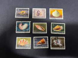 3-12-2023 (stamp) Used Seashell Stamp / Coquillage  = 9 Stamps (Papua New Guinea) - Crustaceans