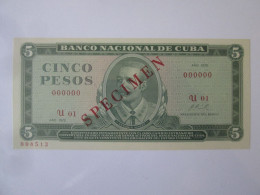 Cuba 5 Pesos 1972 Specimen Banknote UNC,see Pictures - Cuba